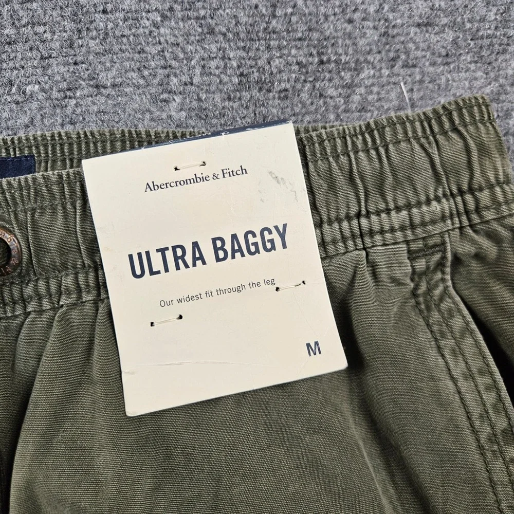 Abercrombie & Fitch Ultra Baggy Cargo Pants Mens Medium Olive Green 130P0496